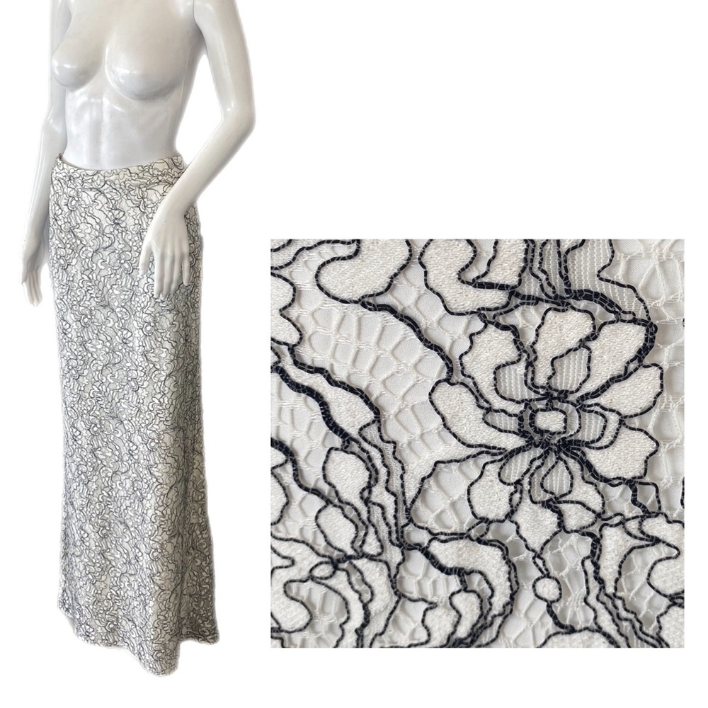 Vintage Belle by BADGLEY MISCHKA Floral Lace Overlay Fishtail Maxi Skirt Size 6